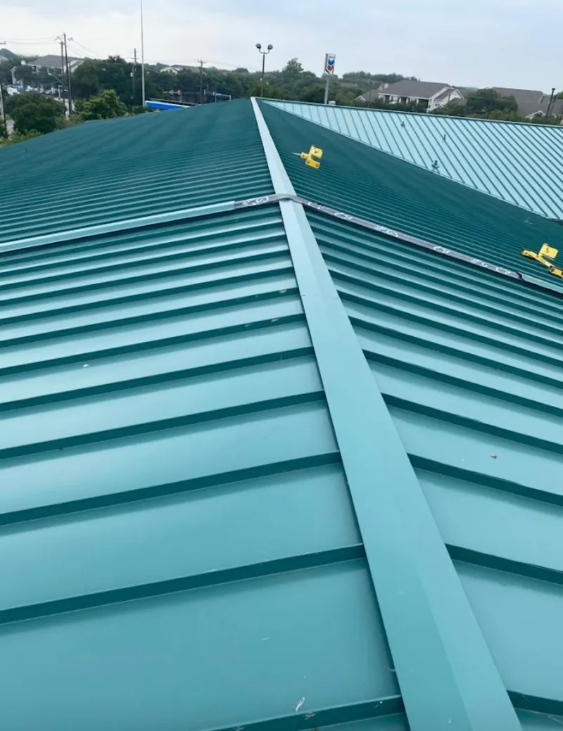 Green commercial metal roof ridge and valley for Metal Roof Repair in Rocky River